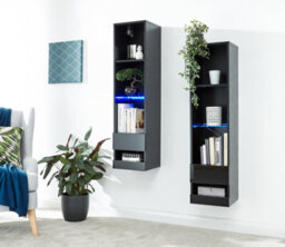 Gfw Galicia Tall Shelf Unit With Led Black - thumbnail 2