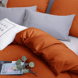 Ameha Plain 3-Piece Duvet Rust Quilt Cover Breathable Microfiber Reversible Single Set With Pillowcase 135 X 200 Cm - thumbnail 8