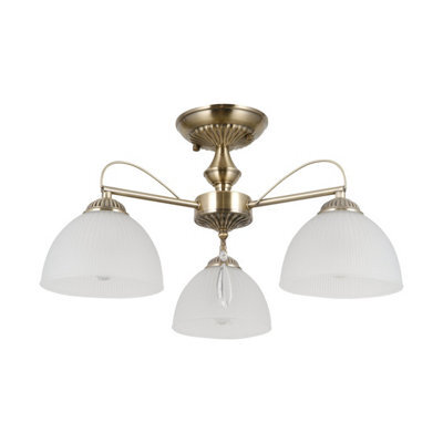 Luminosa Lighting Luminosa Moreti Multi Arm Semi Flush Ceiling Lamp Antique Brass 3Xe27 - image 1