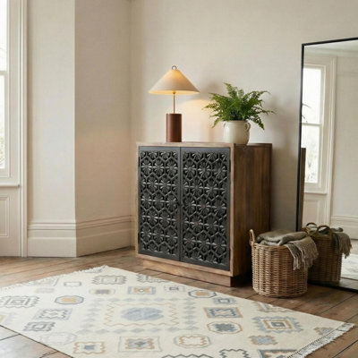Furniturebox Uk Rainier Square Walnut Wood 2 Door Decorative Sideboard - image 1
