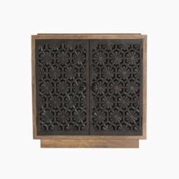 Furniturebox Uk Rainier Square Walnut Wood 2 Door Decorative Sideboard - thumbnail 3