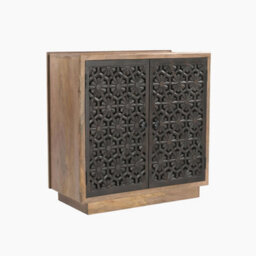 Furniturebox Uk Rainier Square Walnut Wood 2 Door Decorative Sideboard - thumbnail 2