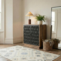 Furniturebox Uk Rainier Square Walnut Wood 2 Door Decorative Sideboard - thumbnail 1