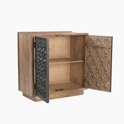 Furniturebox Uk Rainier Square Walnut Wood 2 Door Decorative Sideboard - thumbnail 4