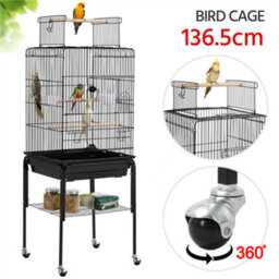 Yaheetech Black Play Top Metal Bird Cage W/ Detachable Rolling Stand - thumbnail 4