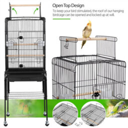 Yaheetech Black Play Top Metal Bird Cage W/ Detachable Rolling Stand - thumbnail 6