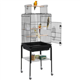 Yaheetech Black Play Top Metal Bird Cage W/ Detachable Rolling Stand - thumbnail 2