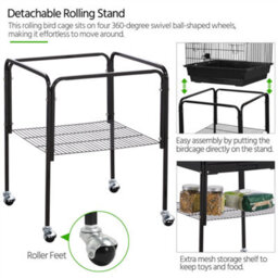 Yaheetech Black Play Top Metal Bird Cage W/ Detachable Rolling Stand - thumbnail 8