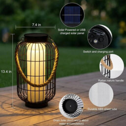 Elegant Large Solar Lantern  Waterproof Decorative Table Lamp For Outdoors - thumbnail 2