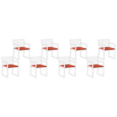 Beliani Set Of 8 Garden Chair Cushions Sassari Premium 46 X 46 Cm Red - image 1