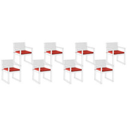 Beliani Set Of 8 Garden Chair Cushions Sassari Premium 46 X 46 Cm Red - thumbnail 5