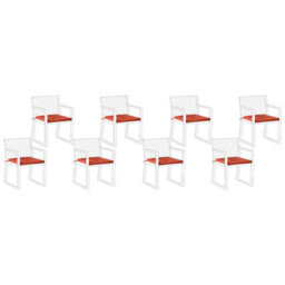 Beliani Set Of 8 Garden Chair Cushions Sassari Premium 46 X 46 Cm Red