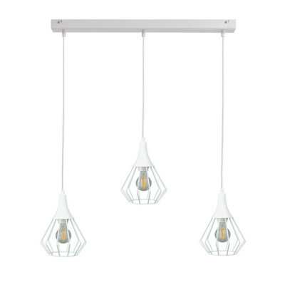 Luminosa Lighting Luminosa Selene Wire Frame Pendant Ceiling Light White 3X E27 - image 1