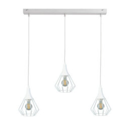 Luminosa Lighting Luminosa Selene Wire Frame Pendant Ceiling Light White 3X E27 - thumbnail 1