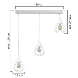 Luminosa Lighting Luminosa Selene Wire Frame Pendant Ceiling Light White 3X E27 - thumbnail 2