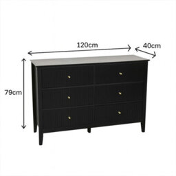 Melody Maison Large 6 Drawer Chest Of Drawers - Hales Black Range - thumbnail 7