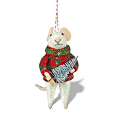 Originals International Ltd Originals Winter Mouse Felt Christmas Tree Decoration - Festive Jumper, 11 X 6 X 5.5 Cm, Hanging Twine