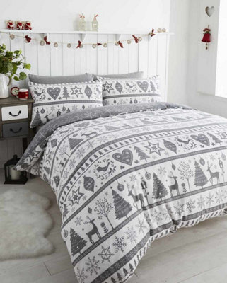 Portfolio Home Noel Grey Single Duvet Cover And Pillowcase - image 1