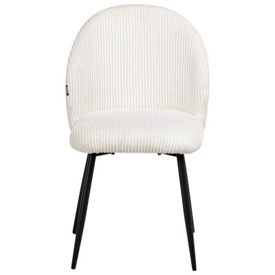 Wyld And Coco Off-White Corduroy Dining Chairs Set Of 2 With Padded Seats And Powder-Coated Metal Legs - image 1