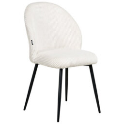Wyld And Coco Off-White Corduroy Dining Chairs Set Of 2 With Padded Seats And Powder-Coated Metal Legs - thumbnail 6