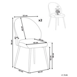 Wyld And Coco Off-White Corduroy Dining Chairs Set Of 2 With Padded Seats And Powder-Coated Metal Legs - thumbnail 5