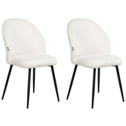 Wyld And Coco Off-White Corduroy Dining Chairs Set Of 2 With Padded Seats And Powder-Coated Metal Legs - thumbnail 4