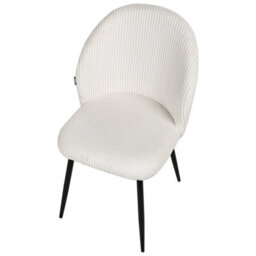 Wyld And Coco Off-White Corduroy Dining Chairs Set Of 2 With Padded Seats And Powder-Coated Metal Legs - thumbnail 8