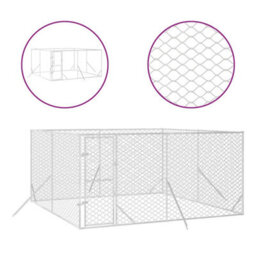 Walplus Outdoor Dog Kennel Silver 4X4X2 M Galvanised Steel - thumbnail 2