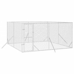 Walplus Outdoor Dog Kennel Silver 4X4X2 M Galvanised Steel - thumbnail 3