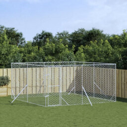 Walplus Outdoor Dog Kennel Silver 4X4X2 M Galvanised Steel - thumbnail 1