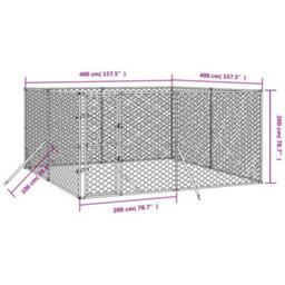 Walplus Outdoor Dog Kennel Silver 4X4X2 M Galvanised Steel - thumbnail 4