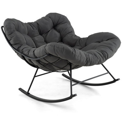 Costway Indoor Outdoor Rocking Chair Oversized Egg Papasan Chair-Grey - image 1