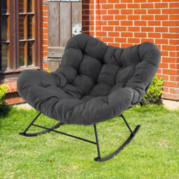 Costway Indoor Outdoor Rocking Chair Oversized Egg Papasan Chair-Grey - thumbnail 3