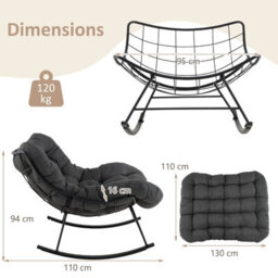 Costway Indoor Outdoor Rocking Chair Oversized Egg Papasan Chair-Grey - thumbnail 2