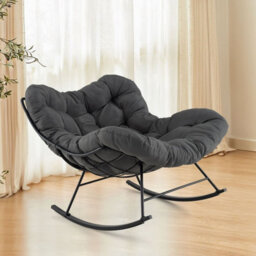 Costway Indoor Outdoor Rocking Chair Oversized Egg Papasan Chair-Grey - thumbnail 7