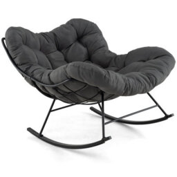Costway Indoor Outdoor Rocking Chair Oversized Egg Papasan Chair-Grey - thumbnail 1