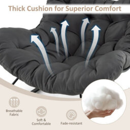 Costway Indoor Outdoor Rocking Chair Oversized Egg Papasan Chair-Grey - thumbnail 9