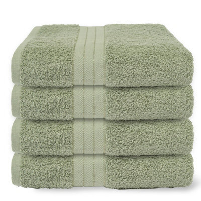 Ohs 4 Pack Of 100% Cotton Bath Towel, 70 X 115Cm - Sage Green - image 1