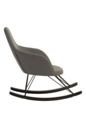 Premier Housewares Interiors By Premier Dark Grey Rocking Chair, Soft Faux Leather With Metal Lattice Detail, Oak Veneer Runners & Pine Frame - thumbnail 5