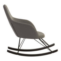 Premier Housewares Interiors By Premier Dark Grey Rocking Chair, Soft Faux Leather With Metal Lattice Detail, Oak Veneer Runners & Pine Frame - thumbnail 3