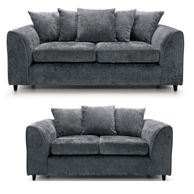 Furnishings For Less UK Monaco Chenille Fabric Sofa Set 3 And 2 Seater Sofa   Grey - image 1