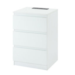 Home Treats Bedside Table 3 Drawer Nightstand Set Of 2 Tables With 2 Uk Plugs Usb A And Usb C Chest Of Drawers 2M Cable - thumbnail 5