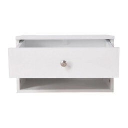 White Wall Mounted Floating Bedside Table Drawer & Shelf - thumbnail 3