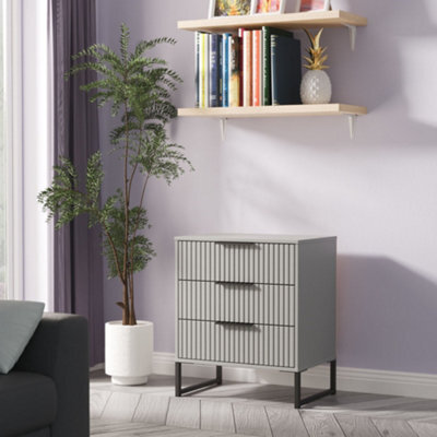 Ancona Matt Dusk Grey No Effect 3 Drawer Chest (H)678mm (W)575mm (D)395mm - image 1