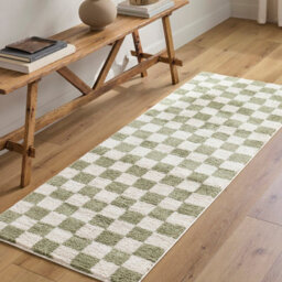 Livabliss Fossay Shaggy-Washable Beige Green High Pile Checkered Living Bedroom Rug 120 X 170 Cm Easy Care, Non Shedding - thumbnail 3