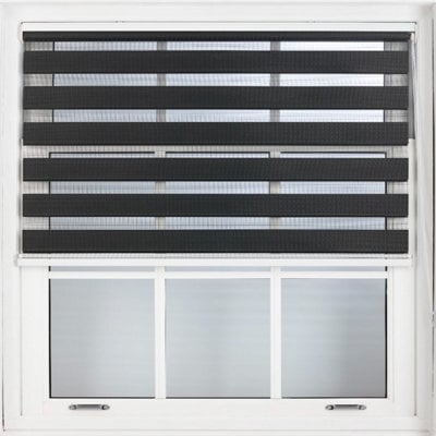 Furnished Day And Night Roller Blinds - Black Striped Roller Shades For Windows And Doors (W)155Cm (L)210Cm - image 1