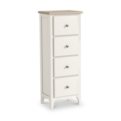 Roseland Furniture Celine Coconut White Oak Top 4 Drawer Tallboy Chest - image 1