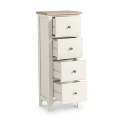 Roseland Furniture Celine Coconut White Oak Top 4 Drawer Tallboy Chest - thumbnail 4