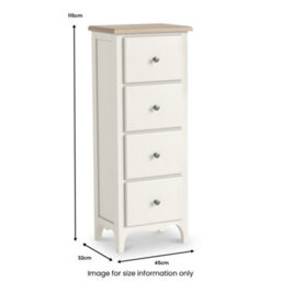 Roseland Furniture Celine Coconut White Oak Top 4 Drawer Tallboy Chest - thumbnail 9