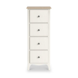 Roseland Furniture Celine Coconut White Oak Top 4 Drawer Tallboy Chest - thumbnail 3